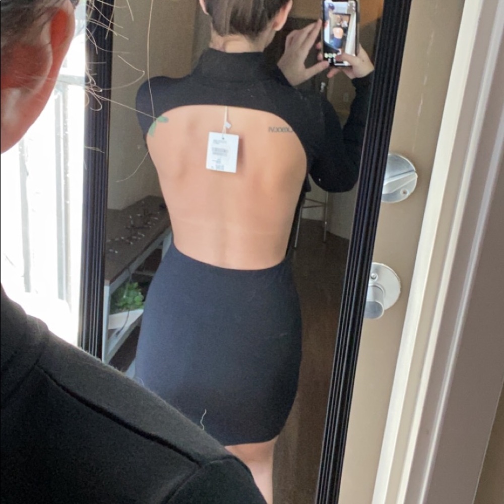 Backless turtle neck dress